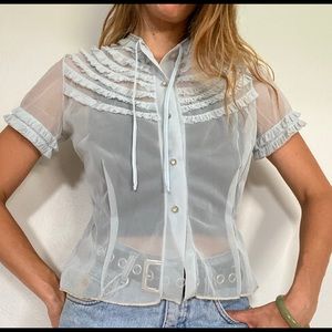 50s ruffle blouse